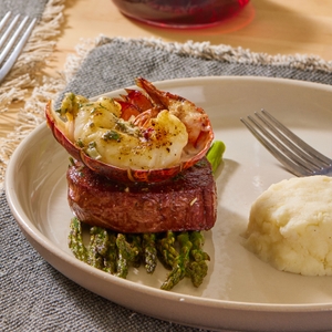 Meati™ Classic Steak with Maine Lobster Tails recipe