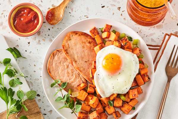 Breakfast Patty Sweet Potato Hash & Fried Egg